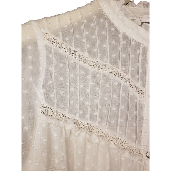 Zara Cream Swiss Dot vintage Bohemian top - Picture 3 of 10